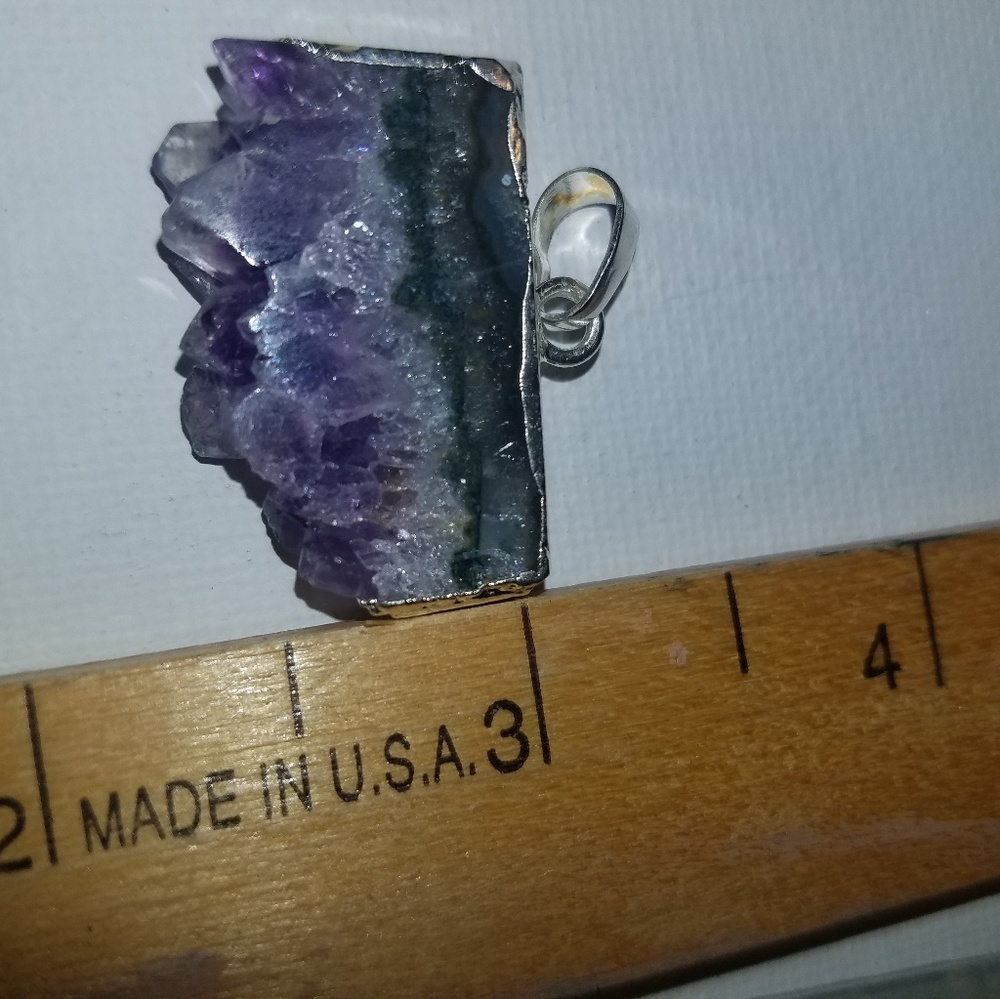 Genuine amethyst necklace new plated silver .925